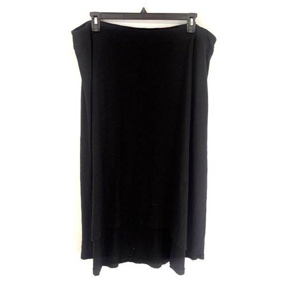 LOGO by Lori Goldstein Womens High Low Maxi Skirt Black Size 2X Flowey - Picture 1 of 4